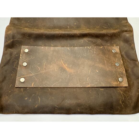 Coastal Hillbilly Brown Leather Clutch Purse Zipper Hand Made Rustic - Picture 9 of 9